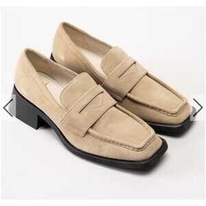 Vagabond Blanca Loafers Beige Slip On Shoes Wm 37 Us 7 Suede Leather Mid Heel